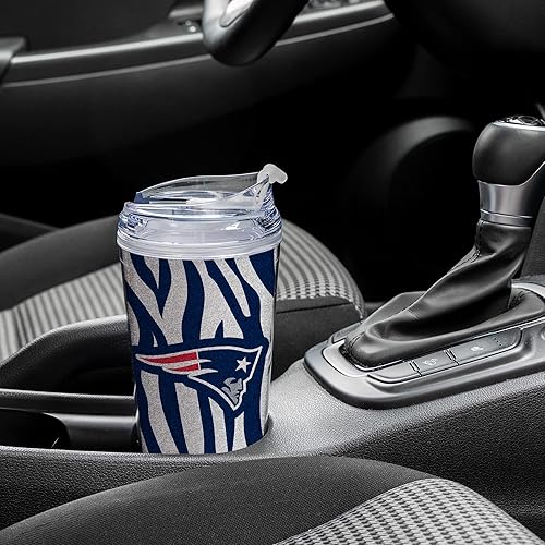 Miniatura 189 de Rico Industries NFL - Vaso de purpurina acrílica de 24 onzas con tapa con bisagras, vaso de doble pared con licencia oficial y popote Tie Dye