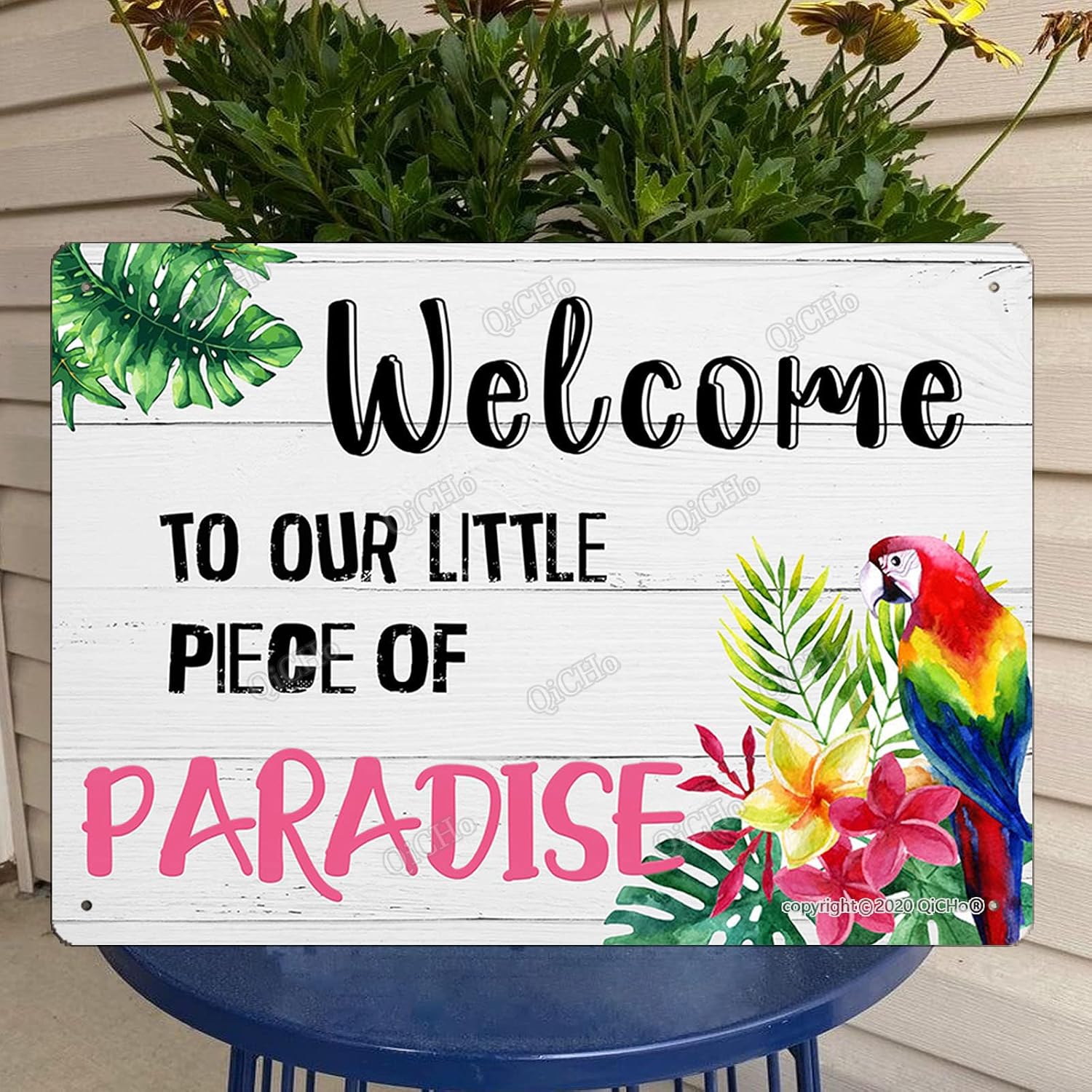 Welcome To Our Little Paradise Sign, 8"X12" All Weather Metal Sign, Outdoor Pool Sign, Fun Wall Decoration image 4