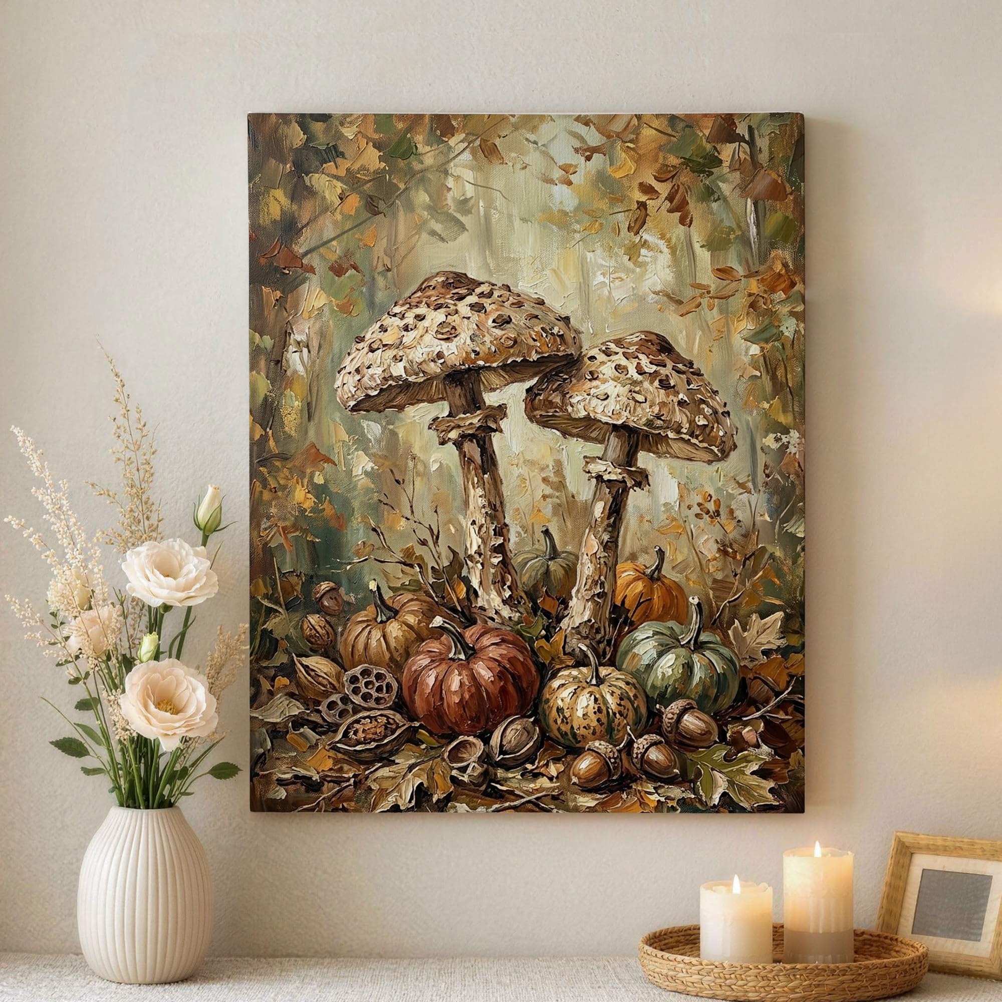 Cuadro de hojas de otoño marrón que transforma tu comedor con encanto 8