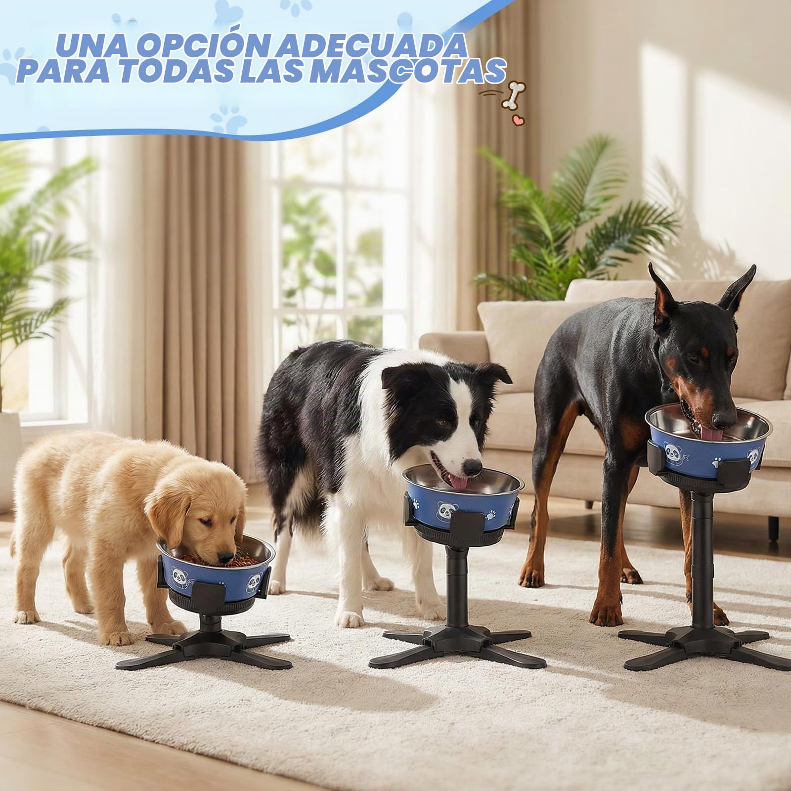 Comedero Perro Elevado con 2,1 L grande tazones de Acero Inoxidable, cuenco elevado para perros con soporte, ajustables 14-32 cm, Comedero y Bebedero Perro para Perros Pequeños, Medianos y Grandes