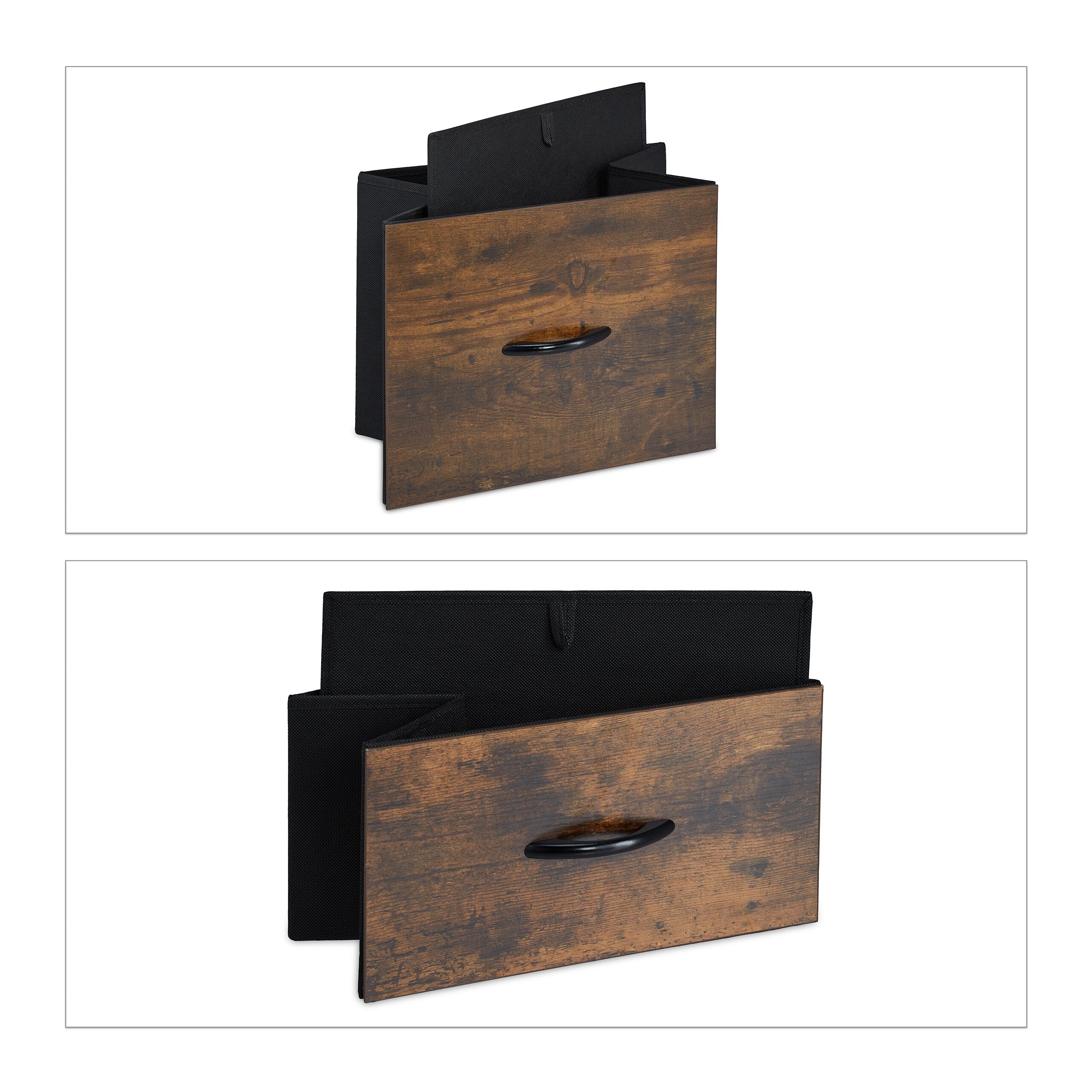 Relaxdays Commode de Style Industriel, HLP 71,5 x 84 x 32,5 cm, métal, Aspect Bois, avec 4 tiroirs, Buffet, Marron/Noir