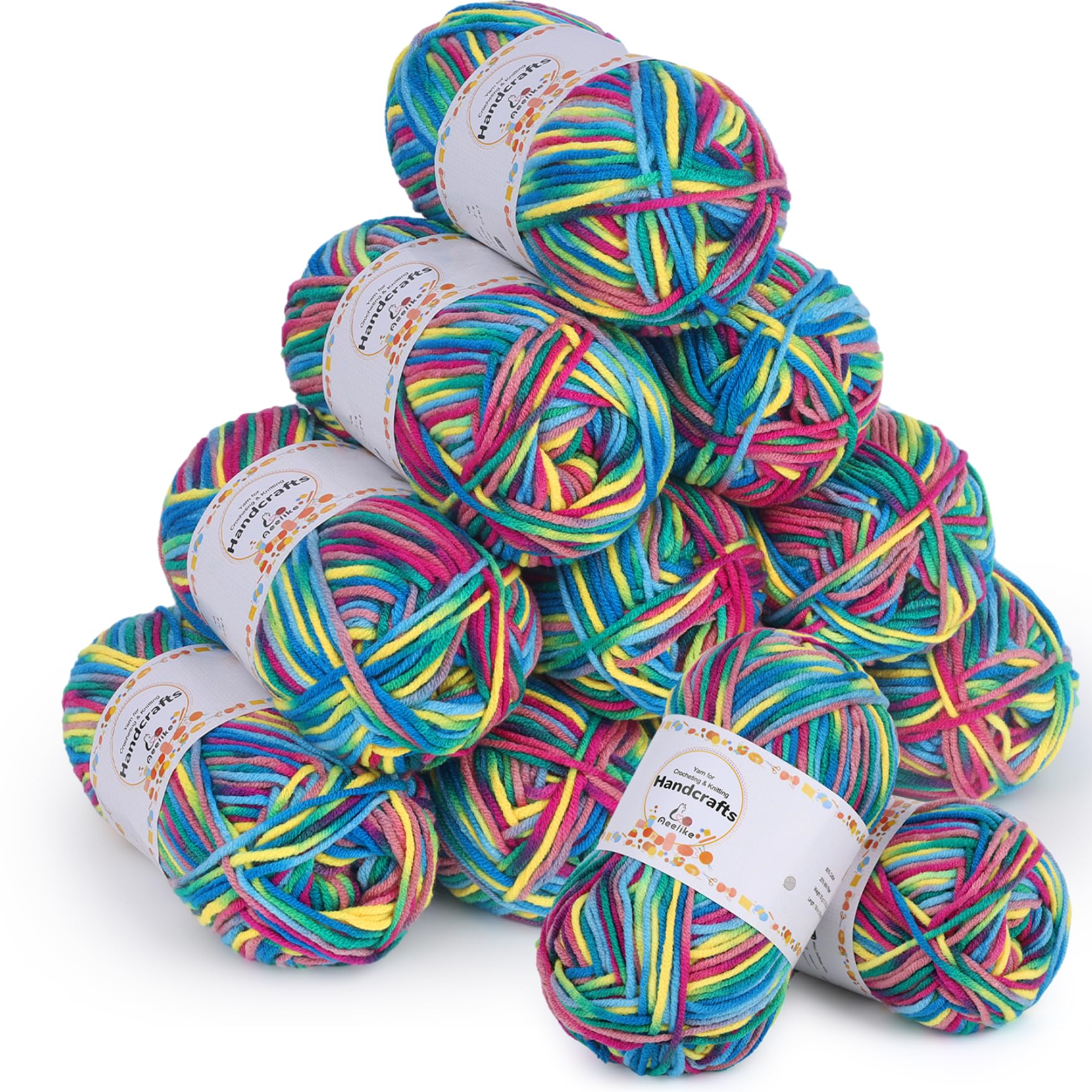 Aeelike Ombre 5 Ply Milk Cotton Yarn Set 600g, 12 Pack Double Knitting Yarn Acrylic Wool, Soft Gradient Acrylic Yarn for Crochet Beginners or Knitting Socks Scarves DIY Crafts, Gradient Purple Green