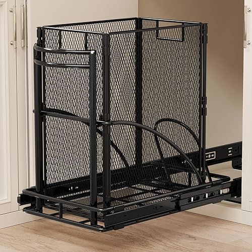 ANASTA Cubo de basura extraíble debajo del gabinete, kit de basura deslizante para cocina con cubo de basura extraíble de 7 galones28 litros, kit de