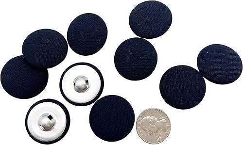 Vista 166 de PEPPERLONELY 10 piezas de tela de 0.394 in cubierta con botones redondos de vástago de metal, azul marino