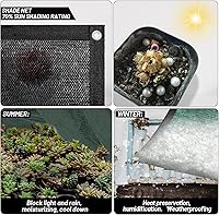 Vista 5 de Cool Area Lona de malla 70% de tela solar con ojales para cubierta de plantas, toldo de patio de 10 x 12 pies, jardín, pérgola, invernadero, coche