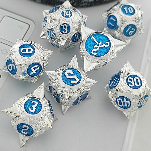 Miniatura 2 de AJKDEUIH Juego de dados DND de metal para regalo de mazmorras y dragones con bolsa de dados poliédricos DD juego de dados grandes para RPG MTG juego