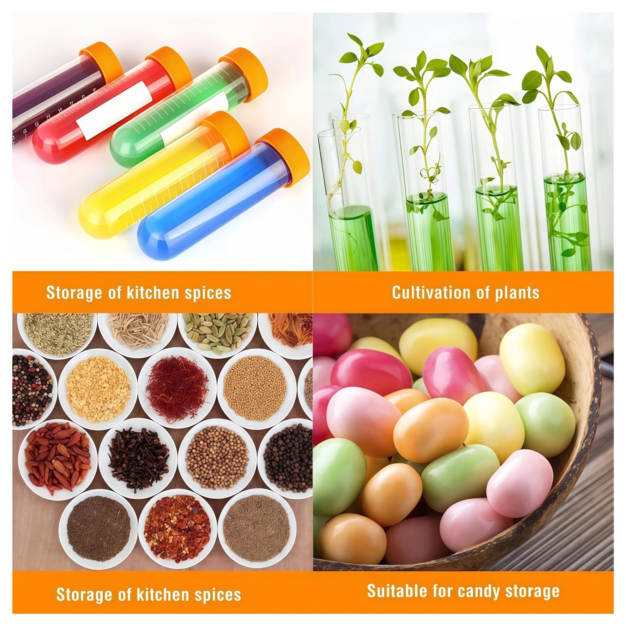 Set di portaprovette di grandi dimensioni, inclusi grandi provette, contagocce in silicone, ripiani di stoccaggio, pinzette in plastica, comodi contenitori in plastica.