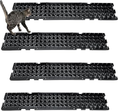Miniatura 6 de Nuanchu 12 tapetes repelentes de gatos para exteriores, tapetes de plástico con púas y perros, tapete disuasorio para mascotas para jardín al aire