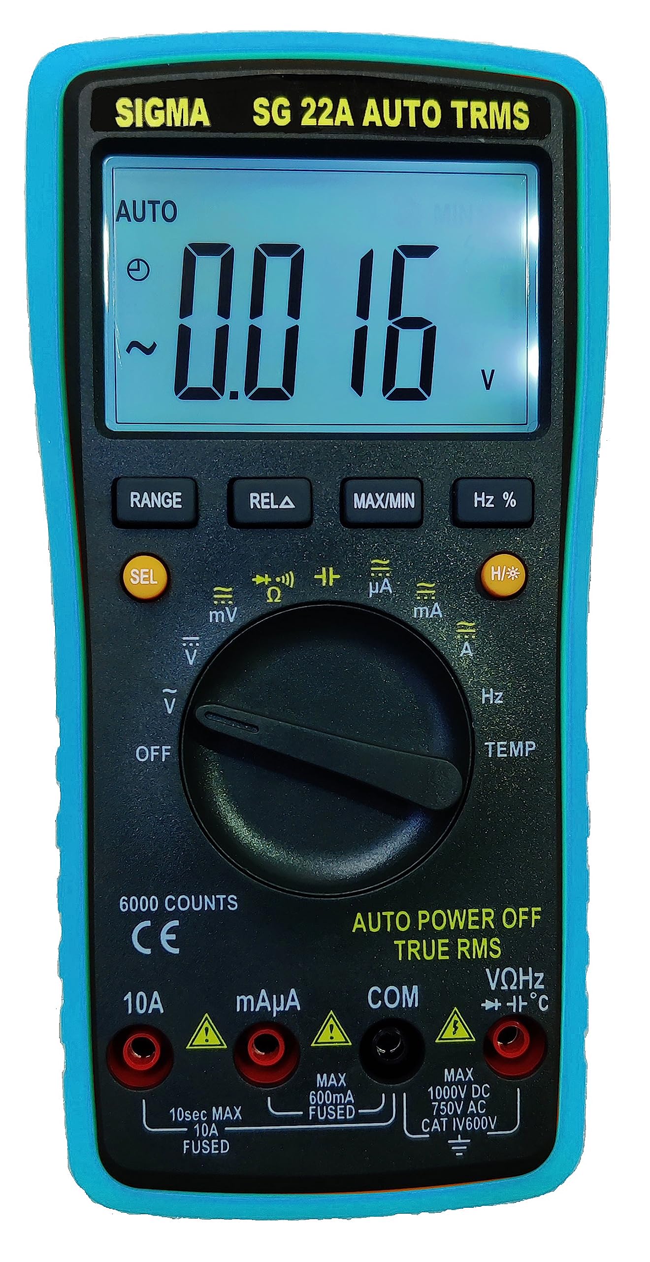 Sigma Instruments Digital Battery Powered Multimeter "SIGMA 22A TRMS" - 6000 Counts (Color May Vary)