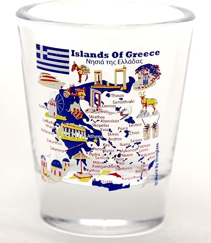 Grecia Islands Of Grecia Landmarks and Icons Collage Shot Glass