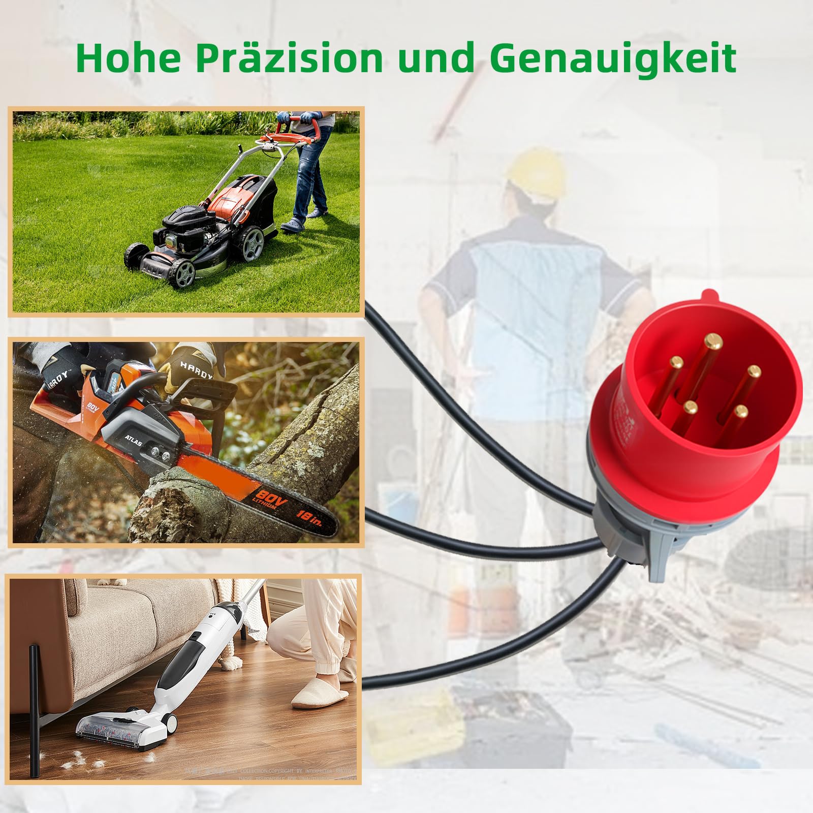 Adattatore Presa CEE, 400V 16A con 3 Schuko, Adattatore di Alimentazione Versatile Cavo di Prolunga IP44 per Campeggio, Camper, Cantiere e Esterno