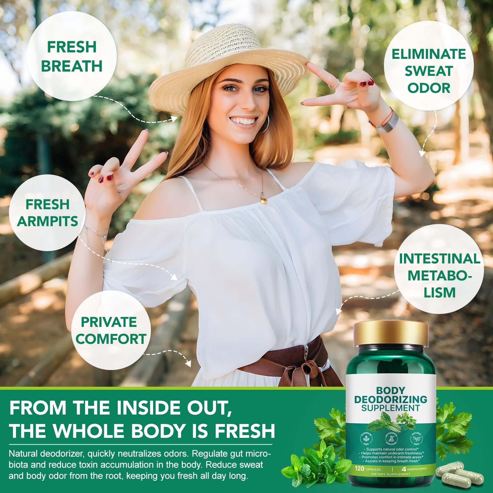 Chlorophyll Body Deodorizing Supplement 120Pcs for Digestion/Gut Health Support, Internal Deodorant Capsules for Overall Freshness, Underarms, Intimate Areas, Private Parts, Natural & Safe Formula| — Amazon image 9