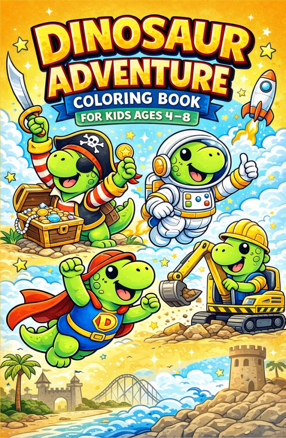 Dinosaur Adventure Coloring Book for Kids Ages 4–8: Fun and Easy Dino Coloring Pages with Big Bold Lines, Pirates, Space, Superheroes and More! (Kids Coloring Adventures)