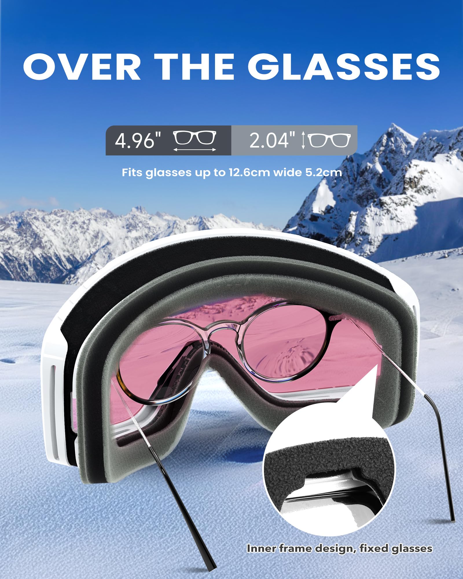 Findway Maschera da Sci, Occhiali da Sci per Uomo Donna Teenager OTG Maschere Sci, 100% Anti-UV Maschera Sci, Anti Nebbia, Adatto a Snowboard, Motocross e Altri Sport Invernali