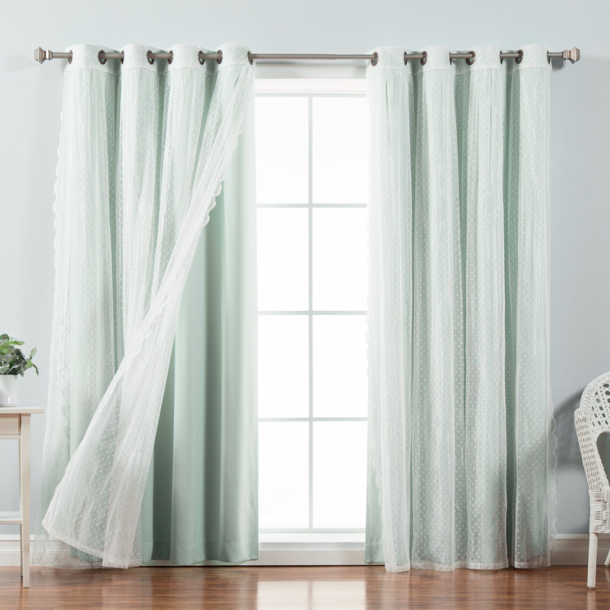 Amazon｜Best Home Fashion Mix & Match ドットチュールレース&無地