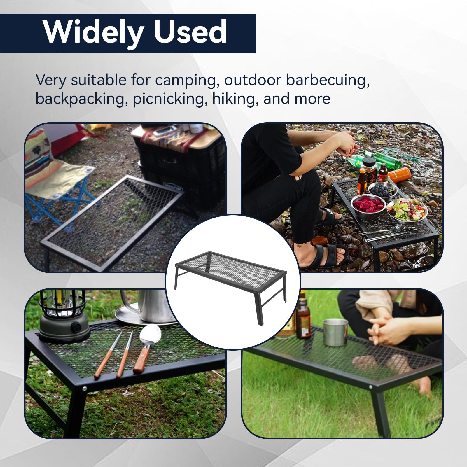 Barbecue de Feu de Camp Pliable, Grille de Cuisson Portable et étanche Fer Robuste pour Feu de Camp Plaque de Cuisson Portable avec Grande Surface Antiadhésive pour Barbecue en Plein Air