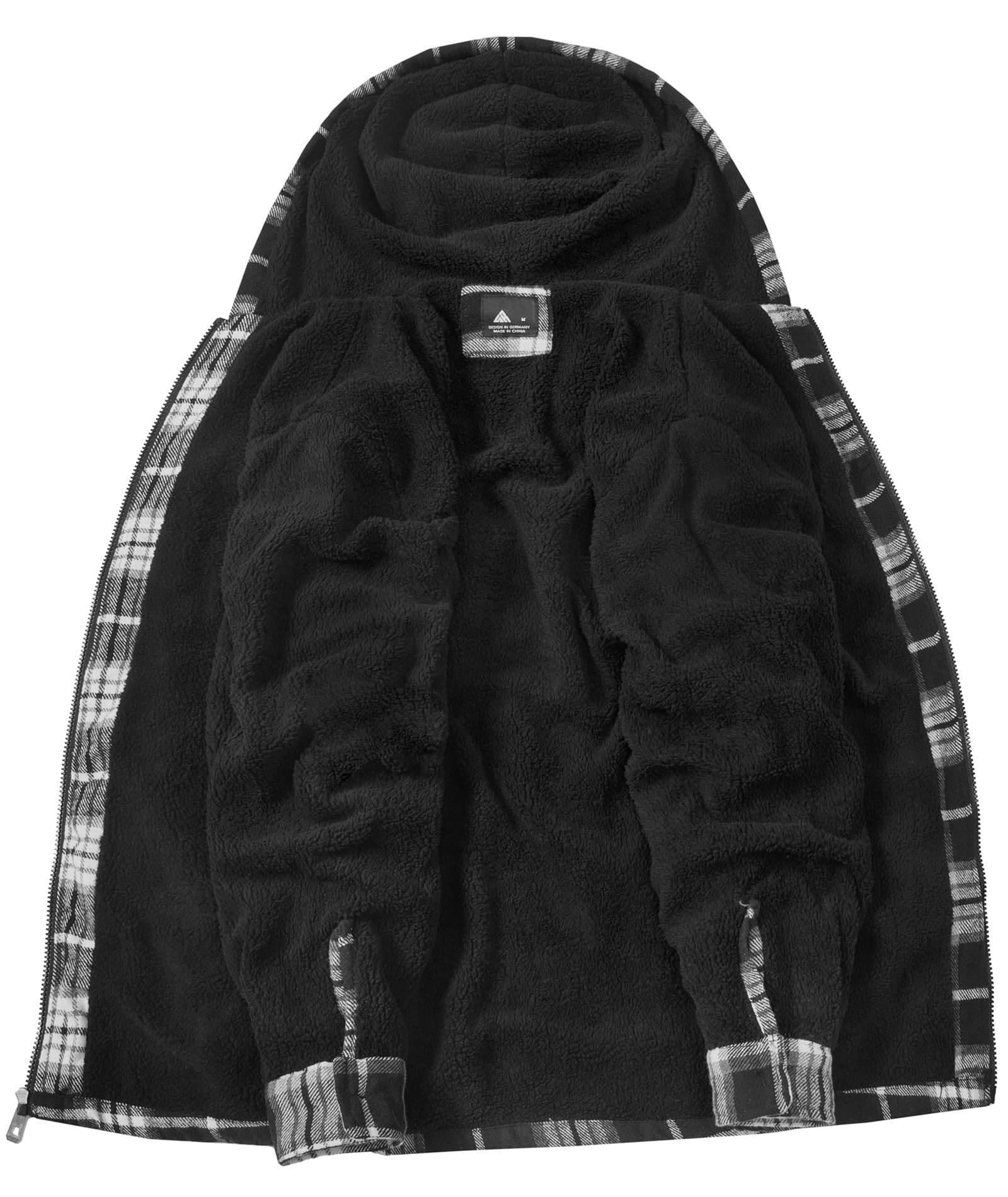 zitysport Hemdjacke Herren Hemd Sherpa Fleece Kariert Gefüttert Kapuzenpullover Fleecefutter Mantel Winter Jacke mit Taschen Flanellhemd Kariertes Männer Sweatjacke mit Kapuze