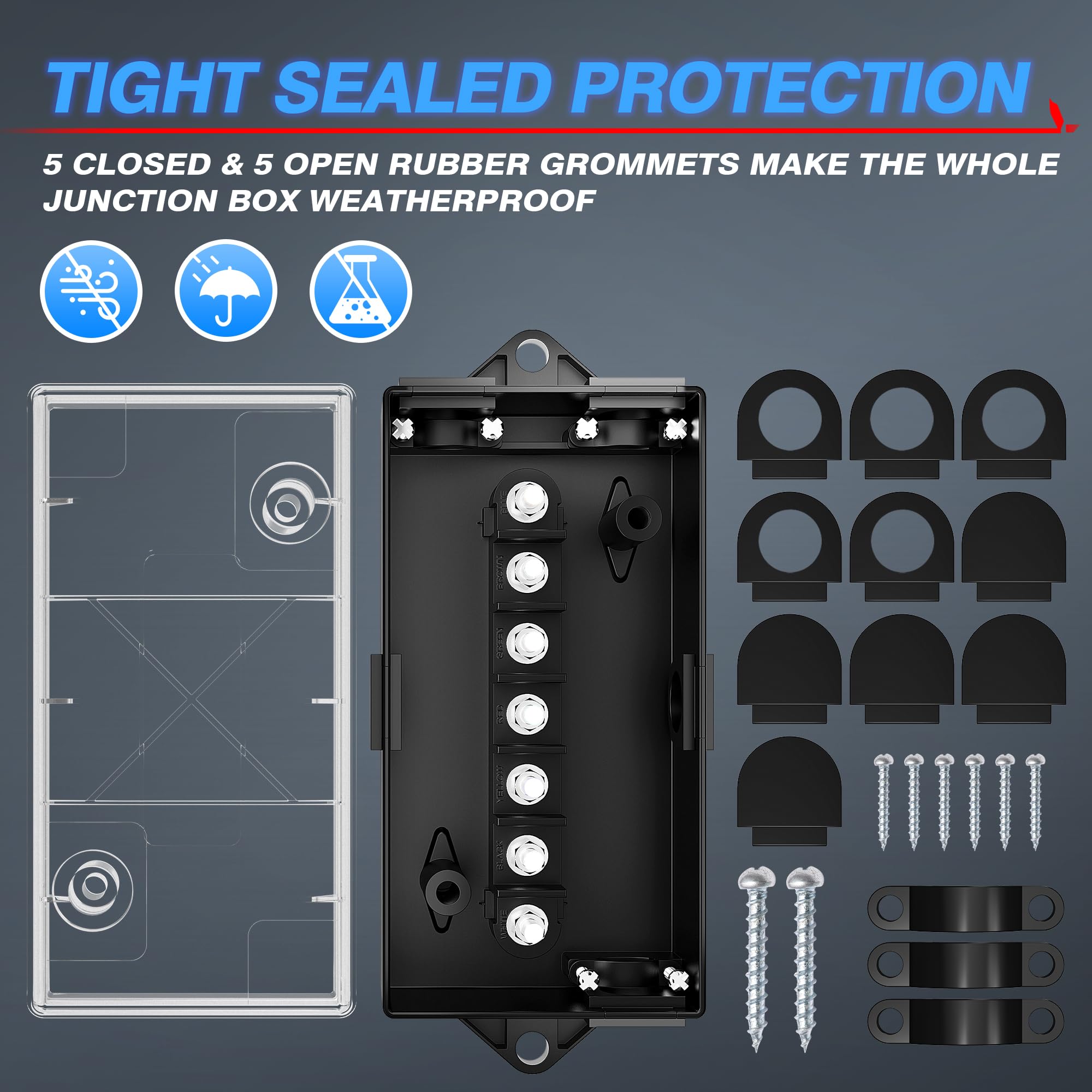 Snapklik.com : MICTUNING 7 Way Electrical Trailer Junction Box - 7 Gang ...