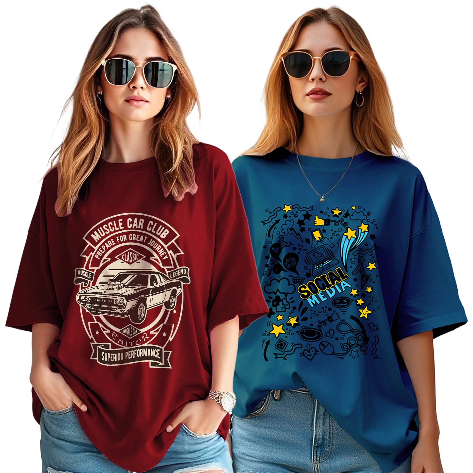 AUSK Oversized T-Shirt for Womens || Graphic Front Printed Loose fit Womens Tshirt Price In India