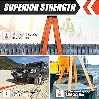 Vista 5 de Paquete de 2 correas de eslinga de elevación súper resistentes de 2" x 15 pies, capacidad de 18800 libras, correa de nailon resistente ojo a ojo