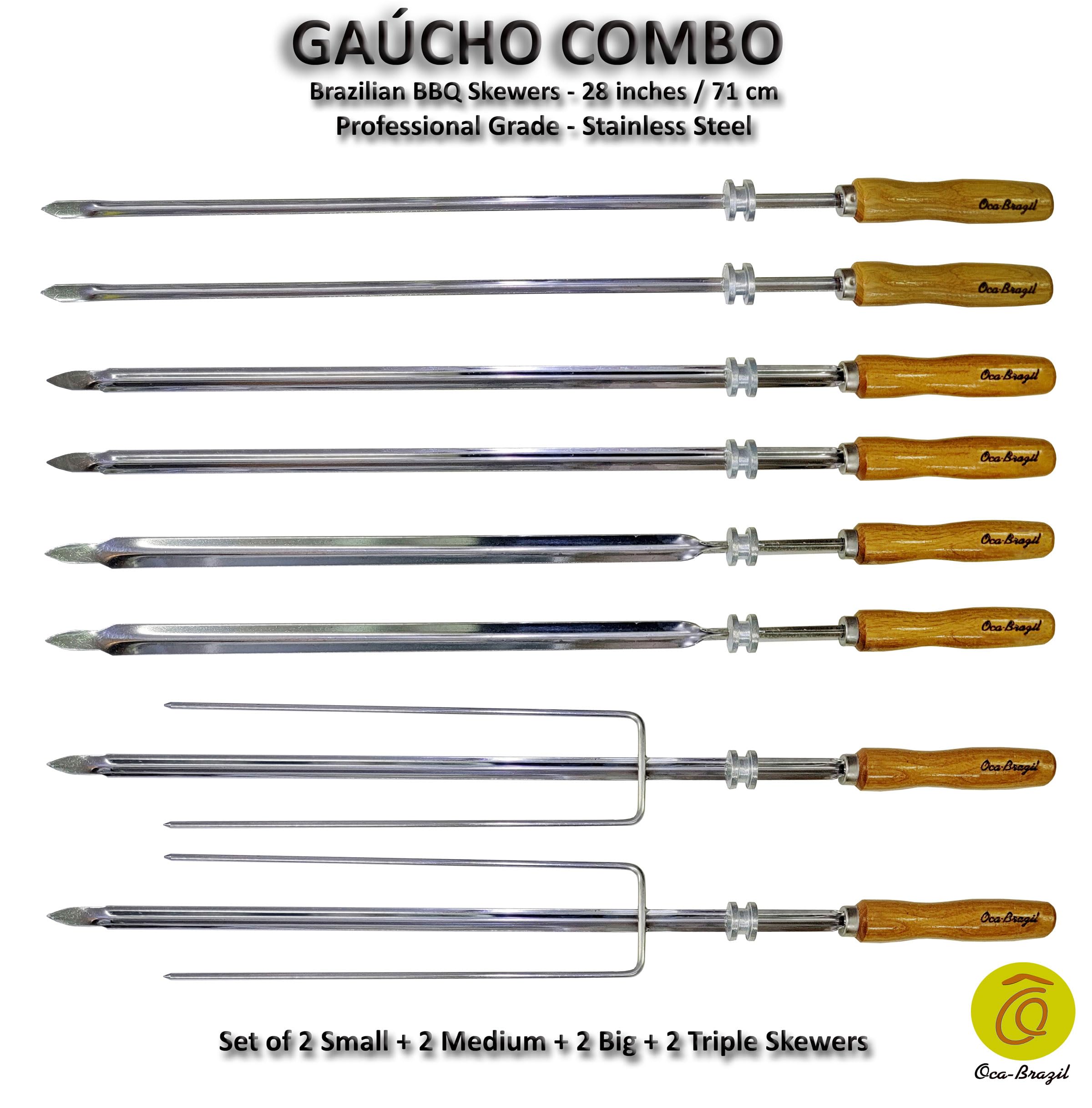 Gaucho Combo - Set of 8 Brazilian Skewers for BBQ 28