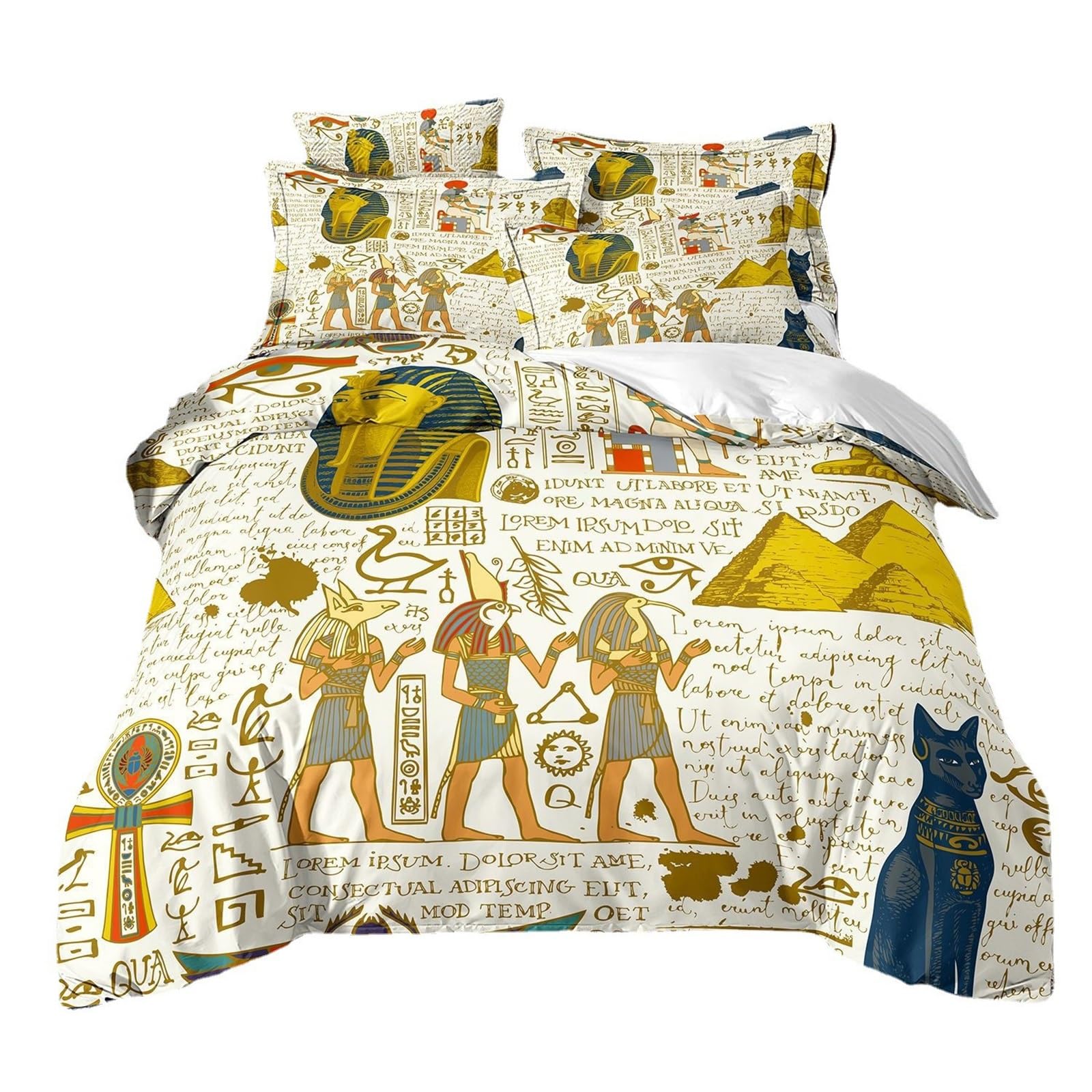 ZYWMZJ Bedding Sets 3D Printed Ancient Egypt Theme Duvet Cover And Pillowcases For Kids Boys Girls Bedroom Soft Breathable(King(220x240cm))