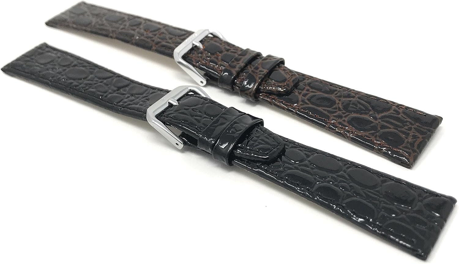 20mm Croc Pattern Leather Universal Smartwatch Band Strap