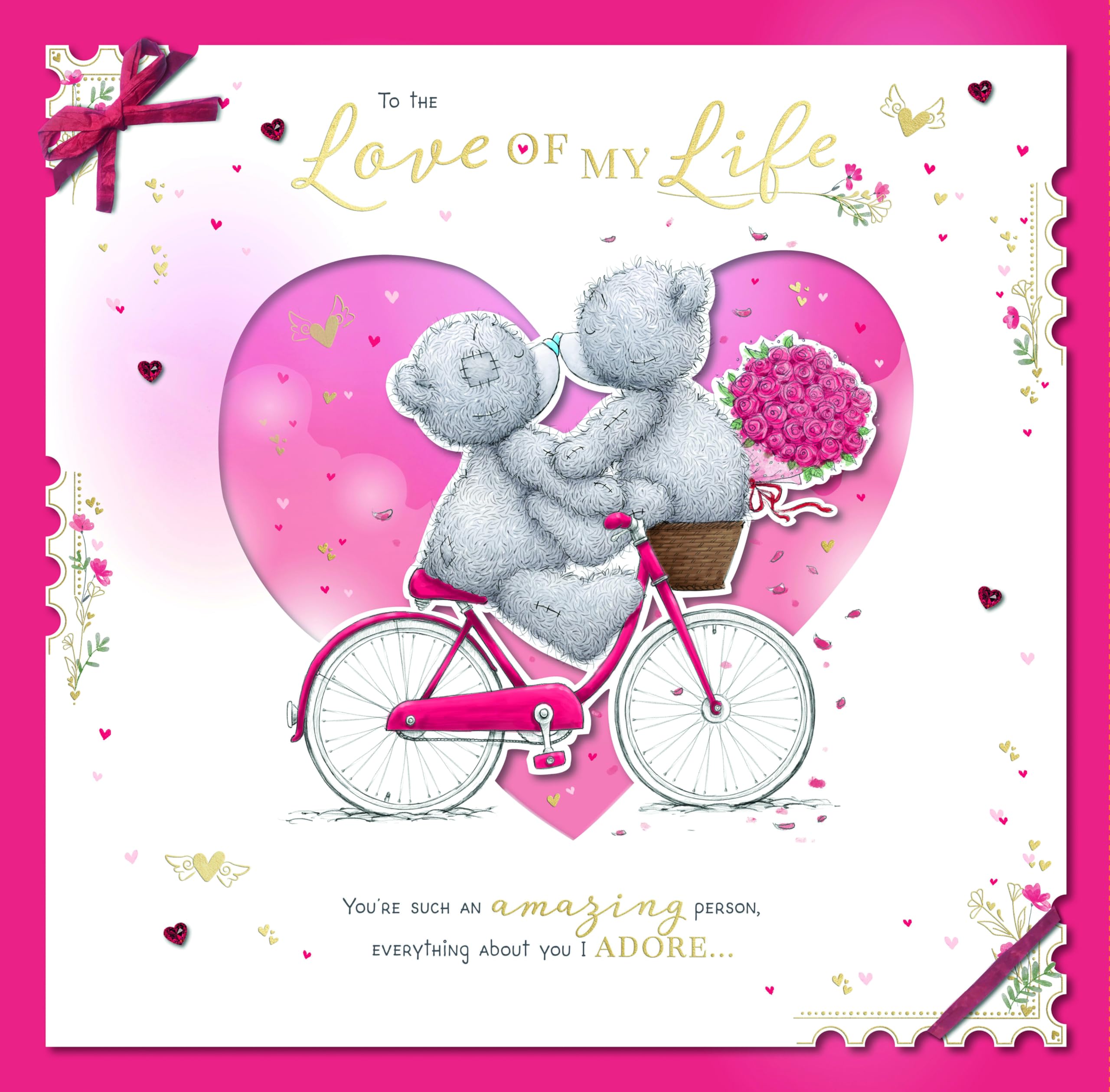 Me to You Tatty Teddy Luxury Large Boxed Handmade Valentine's Day Card 'Love of my Life' 12 x 14" - Official Collection