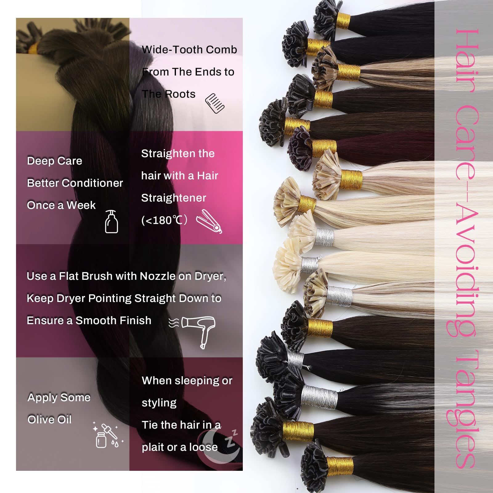 Moresoo U Tip Hair Extensions Black Pre Bonded Human Hair Extensions Jet Black Invisible Hot Fusion 20 Inch 1g/s 50g/Pack #1 - Image 4