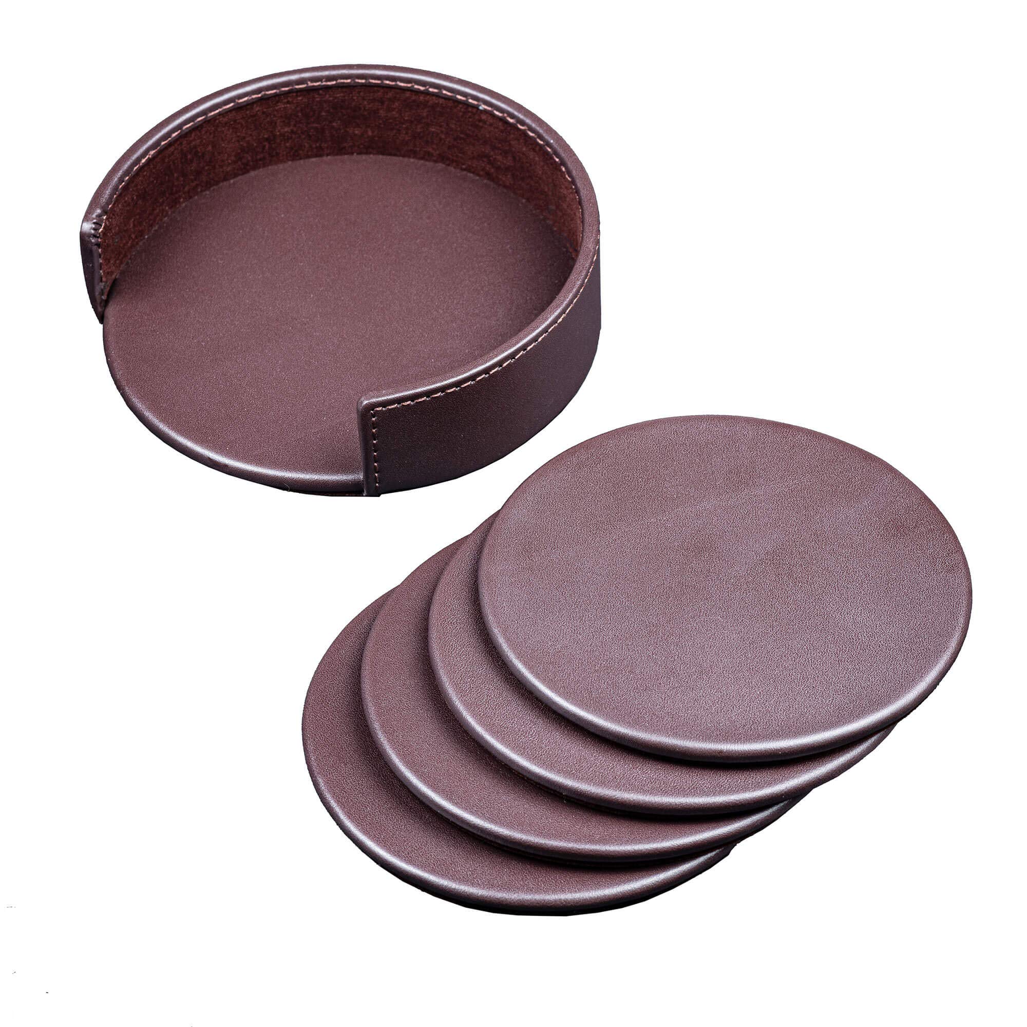 Dacasso 4 Posavasos con Soporte, marrón