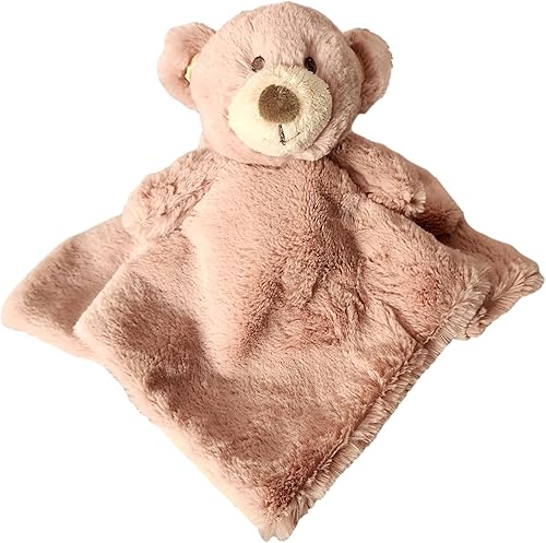 SONA G DESIGNS Lovie - Manta de seguridad personalizada con sonajero (oso marrón sin bordado)