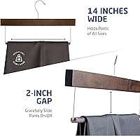 Vista 5 de ZOBER Perchas de madera de alta calidad para pantalones y pantalones con barra antideslizante, acabado liso, perchas de madera duraderas - Perchas