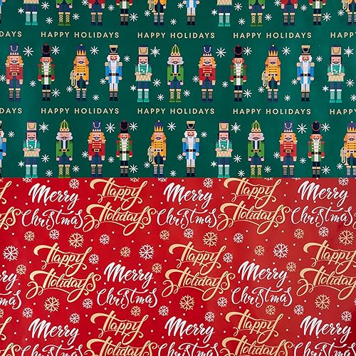 Miniatura 8 de RUSPEPA Rollo de papel de regalo reversible, mini rollo, diseño de pan de jengibre y copo de nieve de Navidad, ideal para Navidad, fiestas,