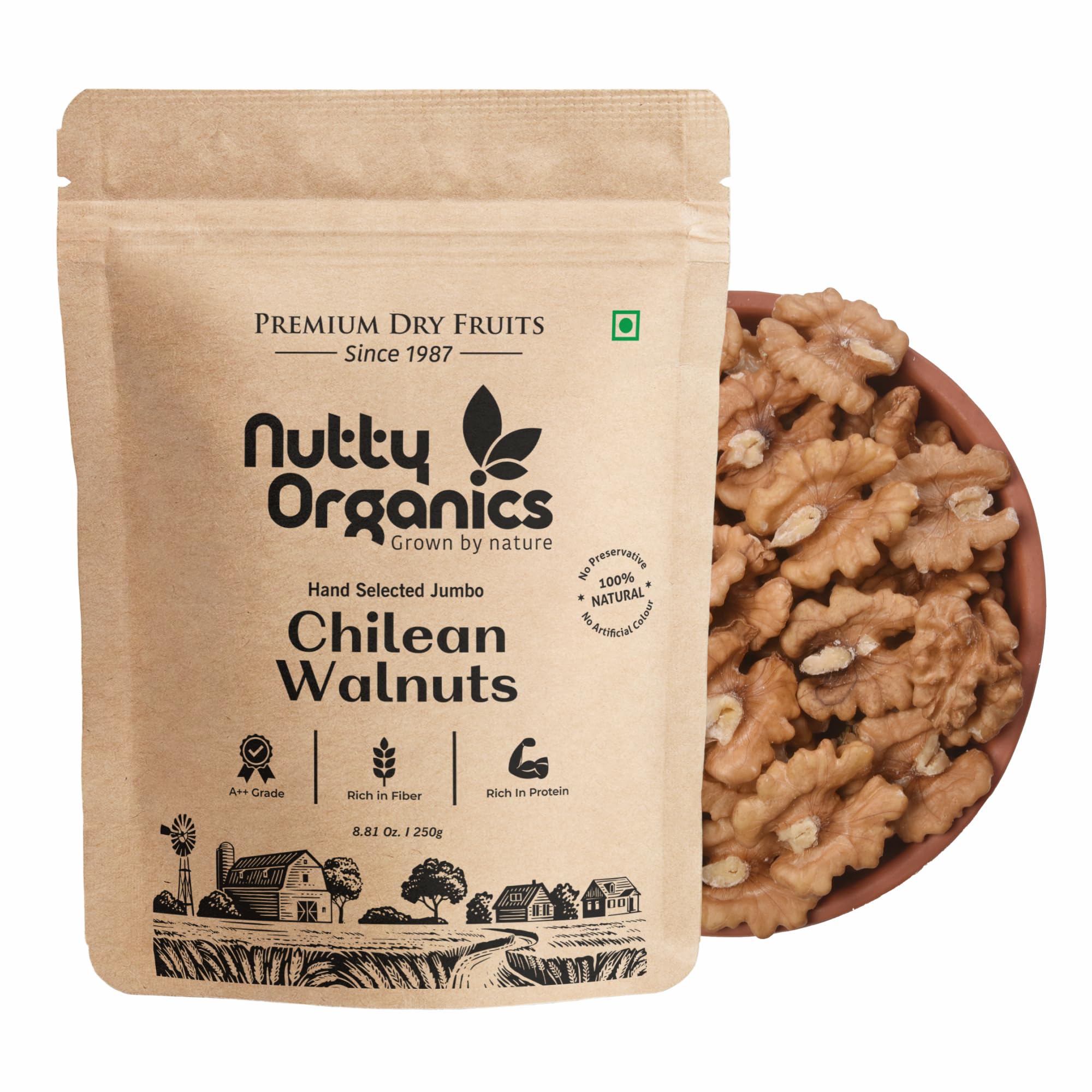 Nutty Organics Dried Walnut 1000 Gm | Crunchy | Nutritious Tasty & Healthy Nuts Dry Fruits | Broken Akhrot | Rich in Protein