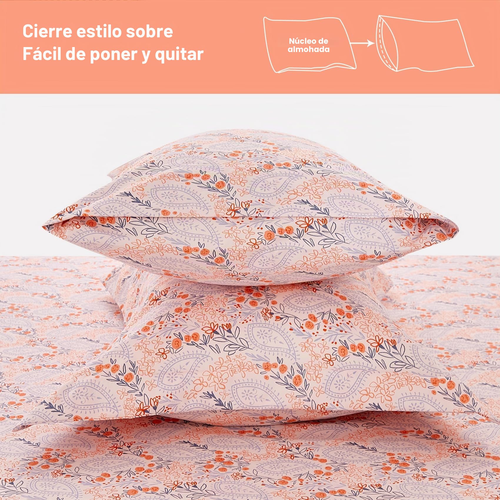 JSD Juego de sábanas de Microfibra con Estampado Floral Rosa, tamaño Queen, 4 Piezas, Suave, sin Arrugas