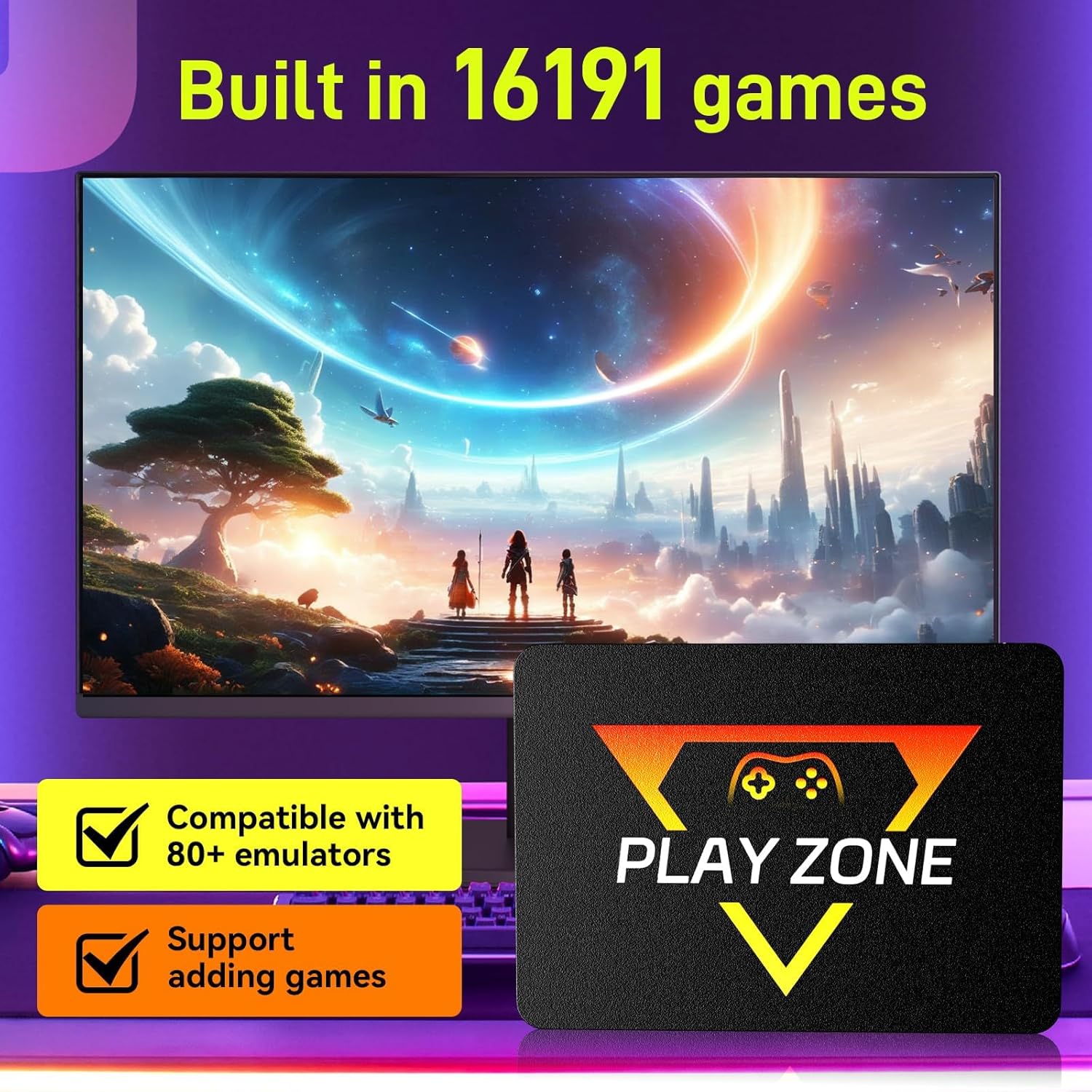 Retro Gaming Console with Built in 16191 Game, Plug and Play Video Game Console for PC, Emulator Console Compatible 80+ Game Emulator, 3 Game Systems in 1TB Game SSD, Retro Game Stick game ssd-706 image 3 of 9 B0DRJJDSQV