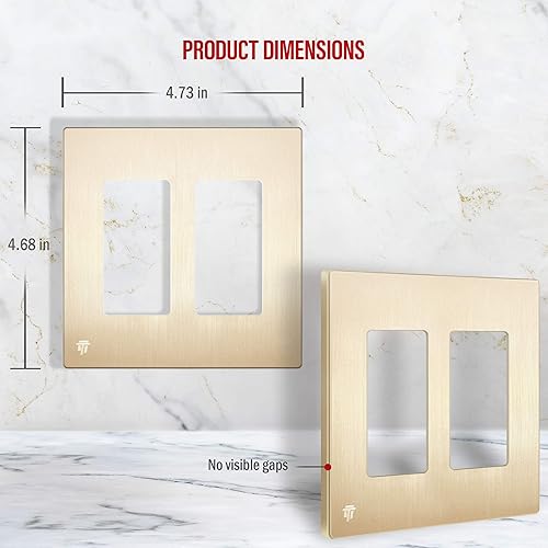 Miniatura 2 de ENERLITES Elite Series SI8832-BGD - Placa decorativa sin tornillos, segura para niños, acabado lustroso, para 2 enchufes dobles, 4.68x4.73pulgadas,