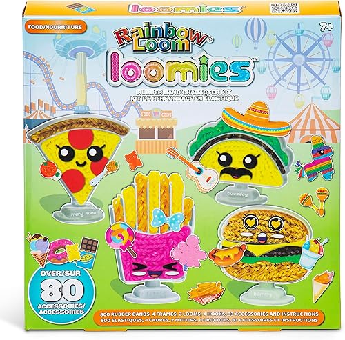 Miniatura 8 de Rainbow Loom Loomies - Figuras de comida  Kit de banda de goma de 4 personajes  Crea 4 personajes temáticos de comida, kit de manualidades, ideal