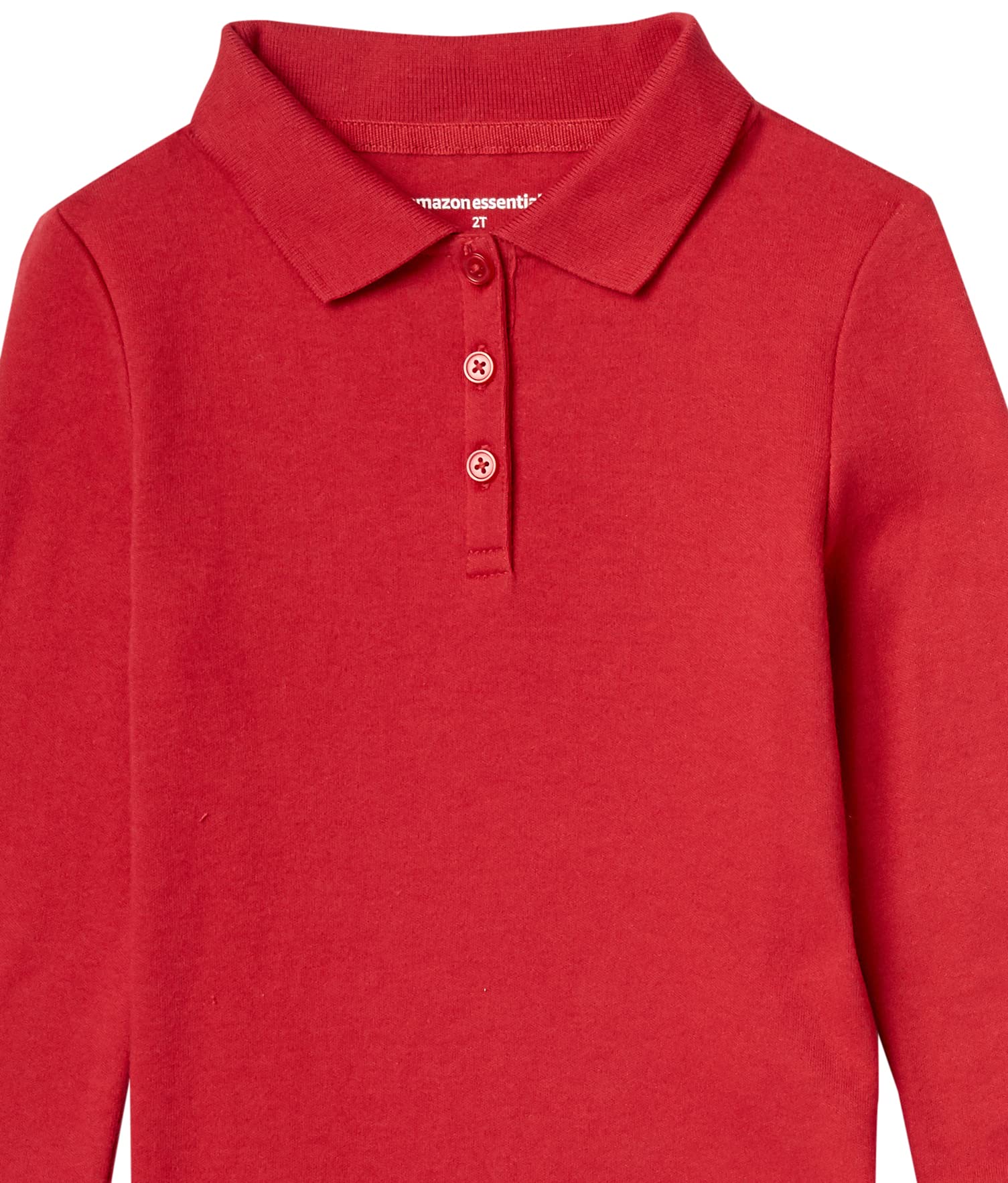 Amazon Essentials Polo en Interlock à Manches Longues Fille, Lot de 5, Rouge, 10 Ans