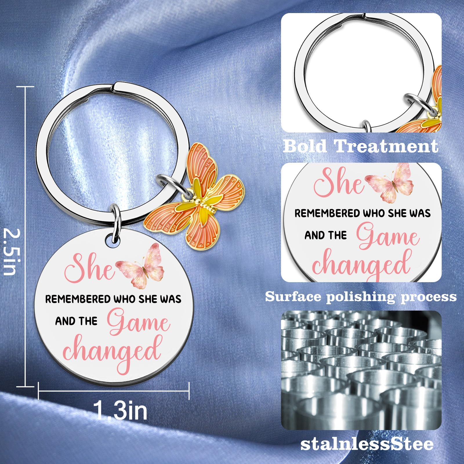 Breakup Gifts for Women Adults Divorce Gift for Her Cheer Up Inspirational Uplifting Positive Feel Better Gift Pink Butterfly Decor New Begging Apreciation Gift Keychains for Women Bag Cham