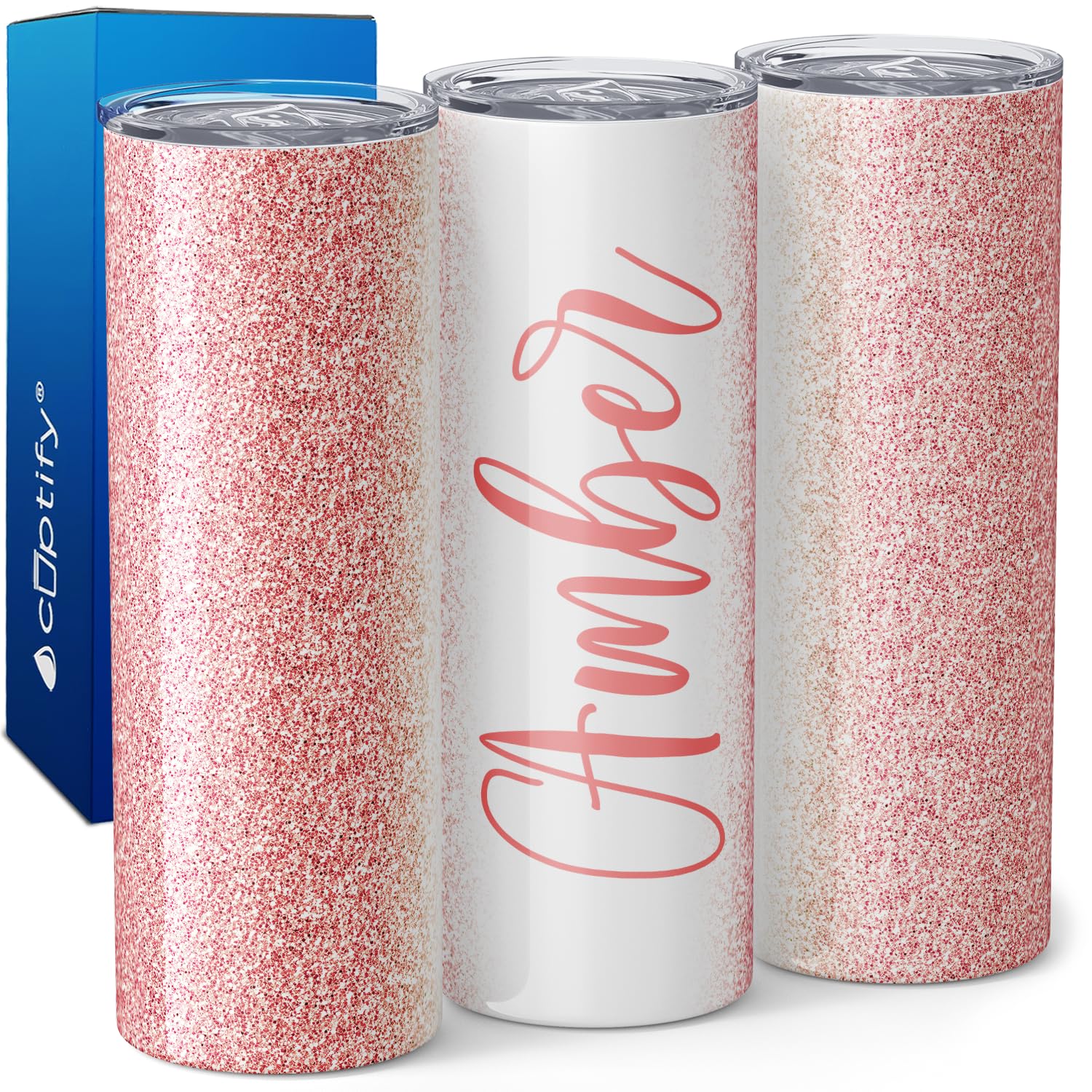 Personalized Tumblers with Straw and Lid Laser Engraved Name on Peach Matte 20 oz Stainless Steel Skinny Custom Cups for Women, Mothers, Sisters and Best Friends