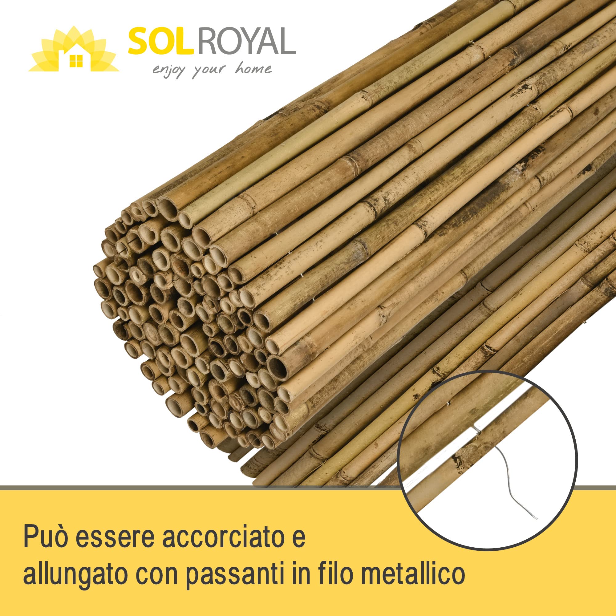 Sol Royal Frangivista e Frangivento in Bambú 180x250cm (AxL) SolVision B38 Stuoia in Canne Spesse di Bamboo Premium - Arella Naturale per Giardini e Balconi - Schermo Privacy Naturale