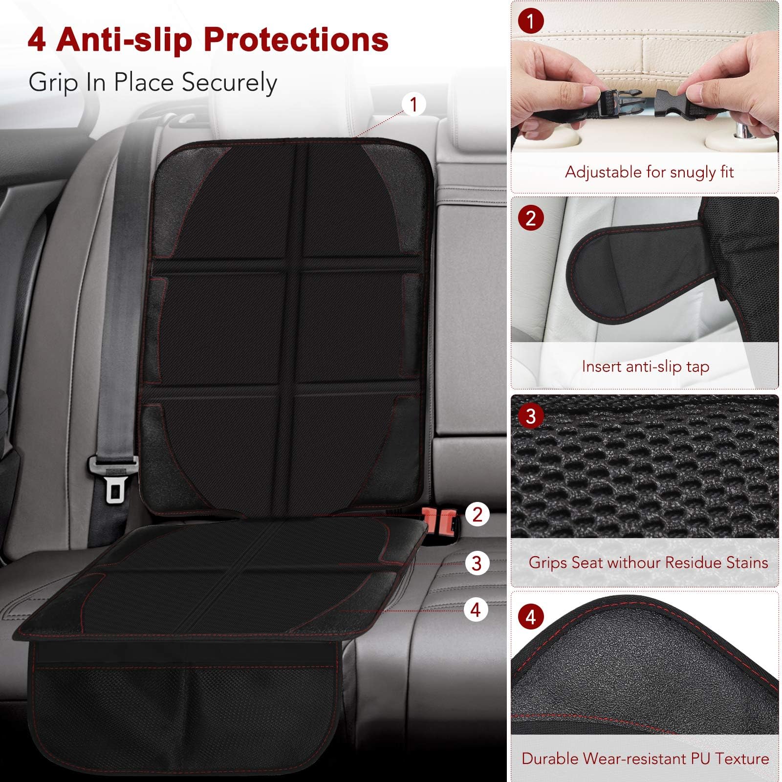 Auto Sitzschoner Schutz Shroud für FIAT Panda Trekking 2012-2020 | Starre Basis Blockiert Dellen Strukturierte Shrouds Rutschfest Elastische Bezuege Schuetzen Innen Auto Sitz Leder