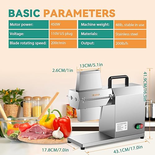 Miniatura 6 de Newhai Máquina ablandadora de carne comercial, herramienta eléctrica para aplanar carne, herramienta ablandadora de alta resistencia, acero