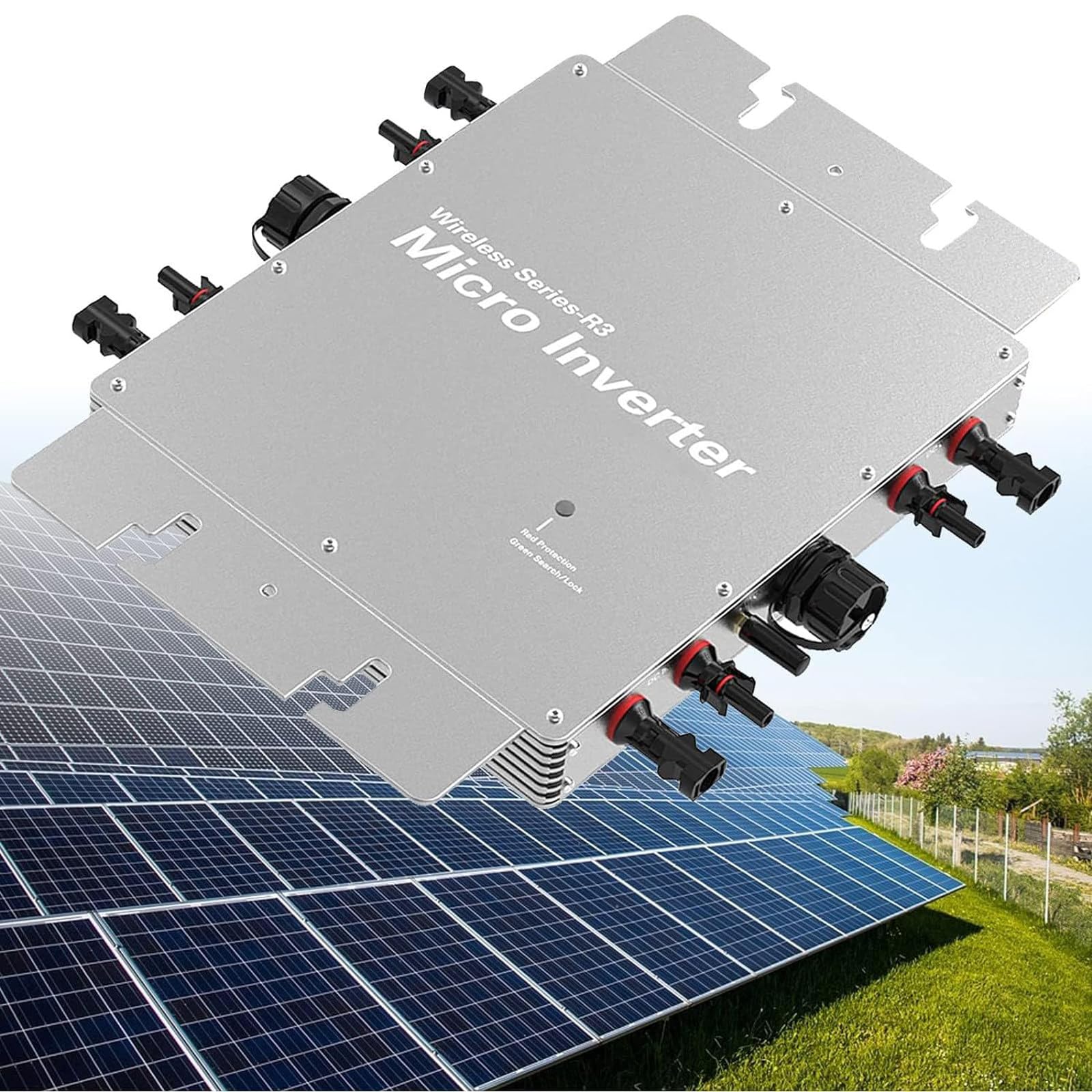 Micro inverter solare, inverter per collegamento alla rete, Mppt Micro inverter solare Ip65 inverter collegamento alla rete impermeabile con monitoraggio del telefono cellulare inverter Wi-Fi,2400W