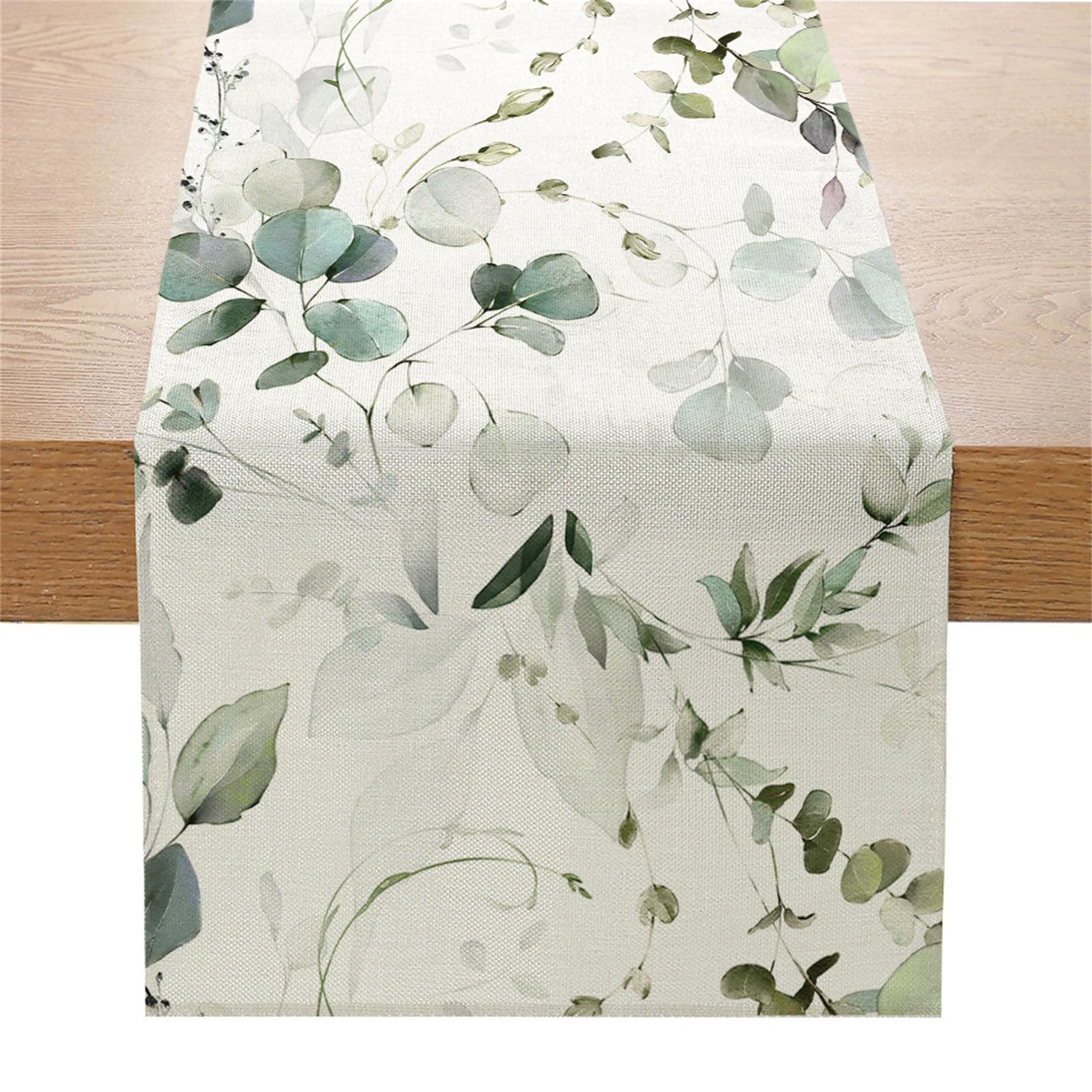 Treer Table Runner Linen Soft, Leaves Print 33x180cm Table Runners Table Cover Durable Washable Table Mat Table Decor for Dining Kitchen Table Festival Holiday Party Wedding (Tree Branch)