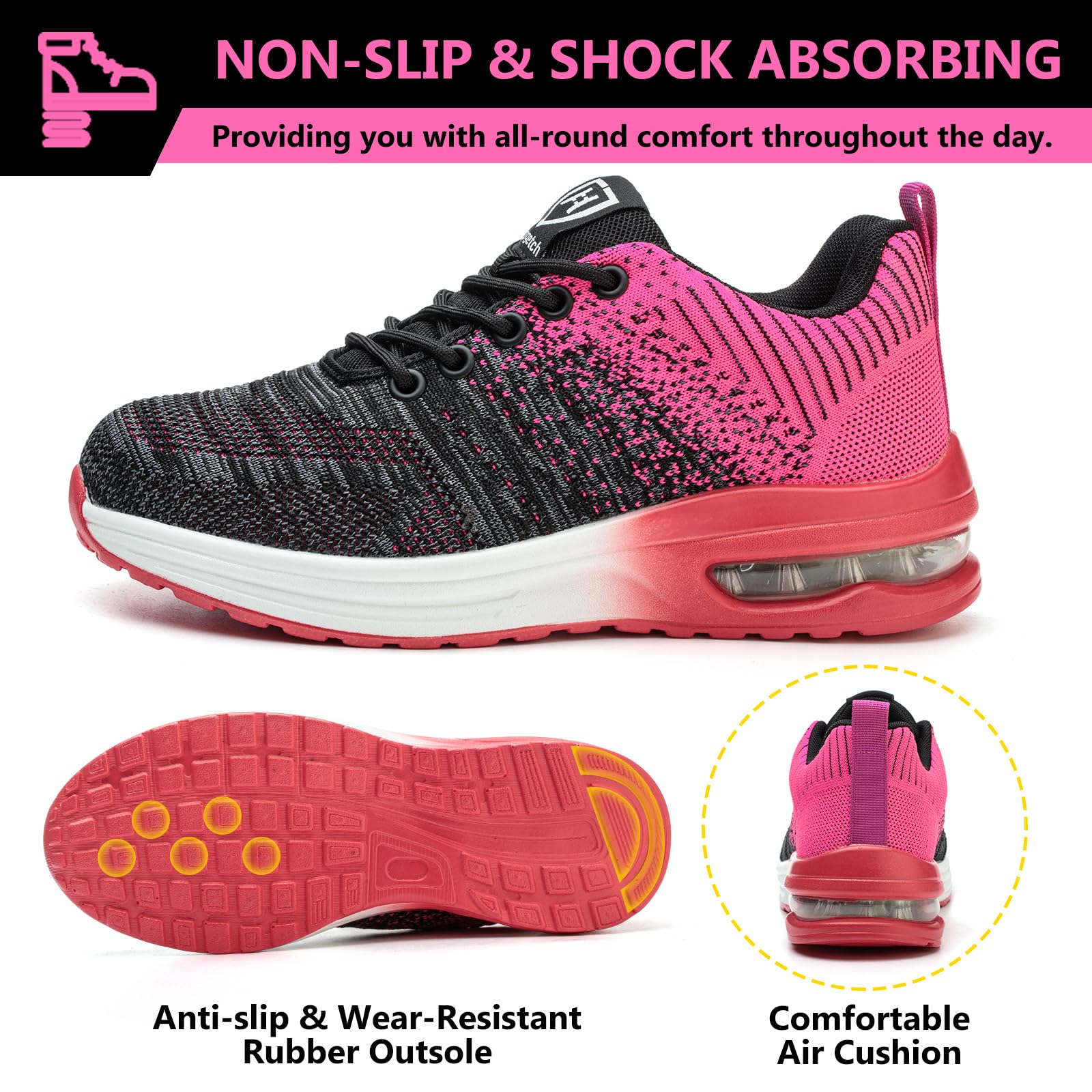 Baofular Scarpe Antinfortunistiche Uomo Donna Leggere Scarpe da Lavoro Comode Scarpe Sicurezza Antiscivolo Traspiranti