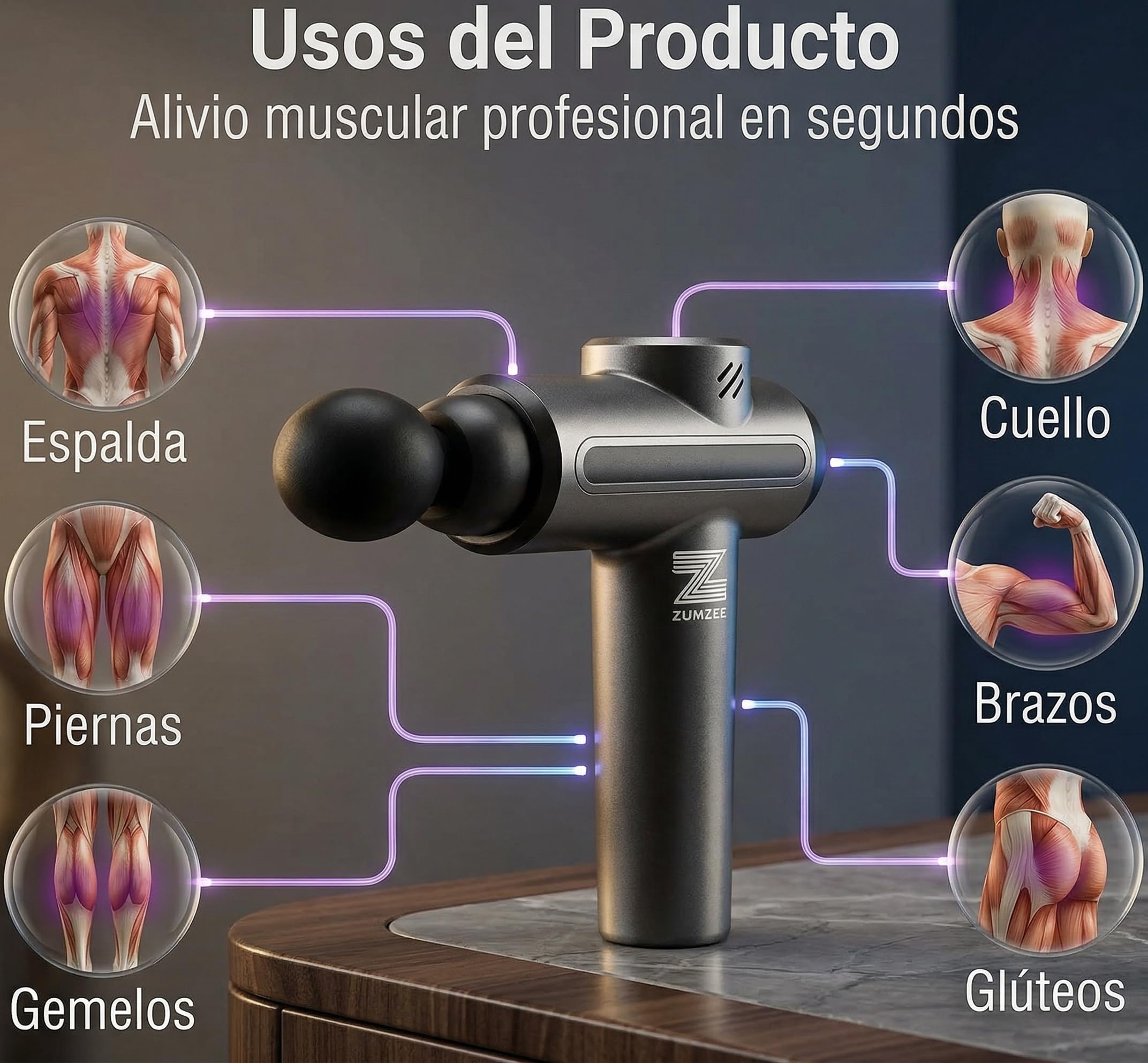 Pistola de Masaje Muscular, Masajeador Muscular Profundo con 30 Velocidades, 8 Cabezales y Pantalla LED Táctil, Masajeador Cervical, Espalda, Piernas - Regalo para Hombre, Mujer, Papá y Mamá