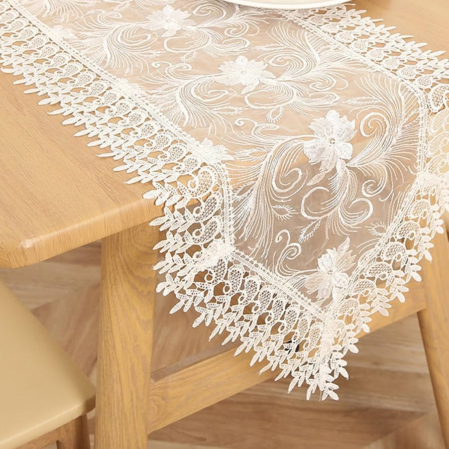 刺繍花柄レーステーブルクロス 165x115cm Amazon｜レース