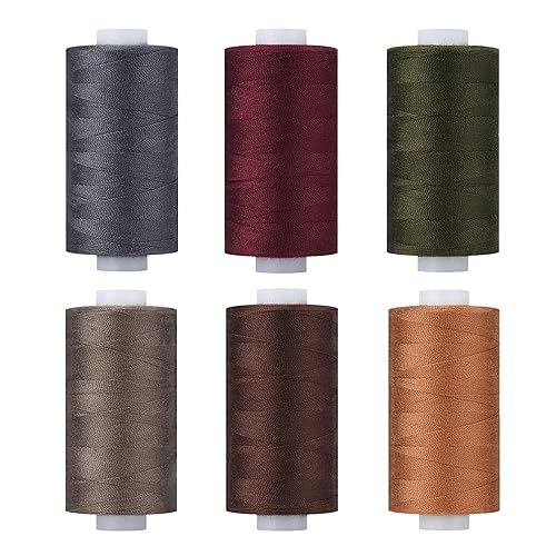 Simthread All Purpose Thread Polyester 6 Dark Colors, 400 Yards
